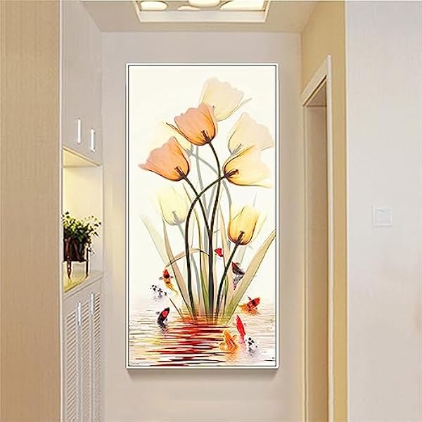 Diamond Painting Kit Completo,5D DIY Pittura Diamante,Strass Cristallo Punto Croce Art Ricamo Pittura Craft per Pareti Domestiche per Adulti Bambini Decorazioni Pesce Fiore Square Drill,60x120cm